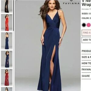 Faviana dress size 4 V Neck formal Dress With Wrap Front And Leg Slit, Like New